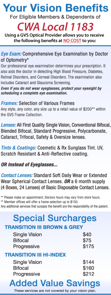 CWA 1183 Optical Benefits